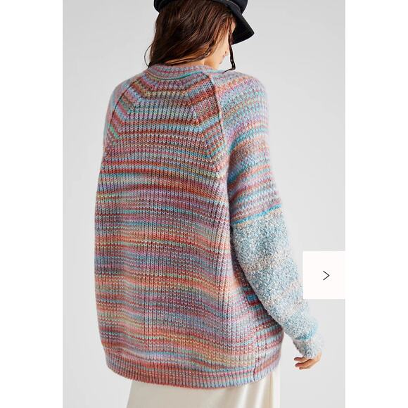 Free People Sedona Cardi in Blue Rainbow Combo Size Small - Picture 2 of 6